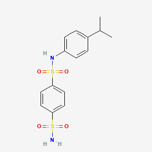 molecular formula C15H18N2O4S2 B7636360 4-N-(4-propan-2-ylphenyl)benzene-1,4-disulfonamide 