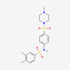 molecular formula C19H25N3O4S2 B7636400 3,4-dimethyl-N-[4-(4-methylpiperazin-1-yl)sulfonylphenyl]benzenesulfonamide 