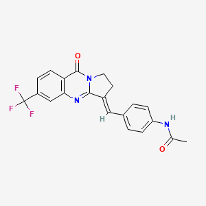 molecular formula C21H16F3N3O2 B7636429 N-[4-[(E)-[9-oxo-6-(trifluoromethyl)-1,2-dihydropyrrolo[2,1-b]quinazolin-3-ylidene]methyl]phenyl]acetamide 