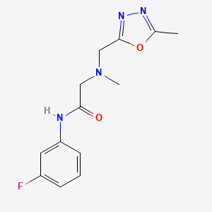 molecular formula C13H15FN4O2 B7636433 N-(3-fluorophenyl)-2-[methyl-[(5-methyl-1,3,4-oxadiazol-2-yl)methyl]amino]acetamide 