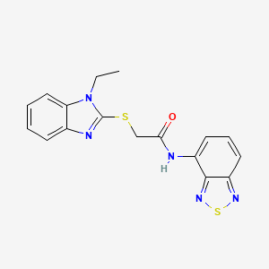 molecular formula C17H15N5OS2 B7636497 N-(2,1,3-benzothiadiazol-4-yl)-2-(1-ethylbenzimidazol-2-yl)sulfanylacetamide 