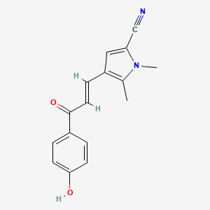molecular formula C16H14N2O2 B7636505 4-[(E)-3-(4-hydroxyphenyl)-3-oxoprop-1-enyl]-1,5-dimethylpyrrole-2-carbonitrile 