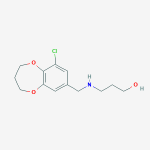 molecular formula C13H18ClNO3 B7636512 3-[(6-chloro-3,4-dihydro-2H-1,5-benzodioxepin-8-yl)methylamino]propan-1-ol 