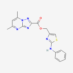 molecular formula C18H16N6O2S B7636530 (2-Anilino-1,3-thiazol-4-yl)methyl 5,7-dimethyl-[1,2,4]triazolo[1,5-a]pyrimidine-2-carboxylate 
