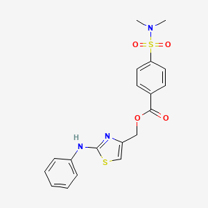 molecular formula C19H19N3O4S2 B7636533 (2-Anilino-1,3-thiazol-4-yl)methyl 4-(dimethylsulfamoyl)benzoate 