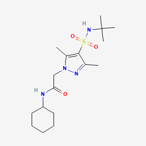 molecular formula C17H30N4O3S B7636539 2-[4-(tert-butylsulfamoyl)-3,5-dimethylpyrazol-1-yl]-N-cyclohexylacetamide 
