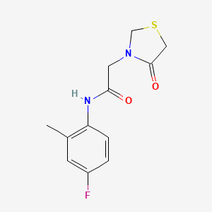 molecular formula C12H13FN2O2S B7636552 N-(4-fluoro-2-methylphenyl)-2-(4-oxo-1,3-thiazolidin-3-yl)acetamide 