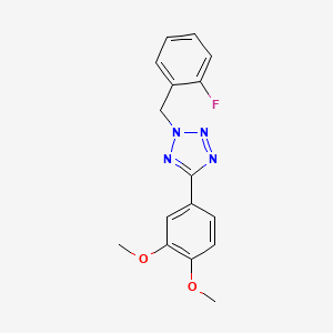 molecular formula C16H15FN4O2 B7636562 5-(3,4-Dimethoxyphenyl)-2-[(2-fluorophenyl)methyl]tetrazole 