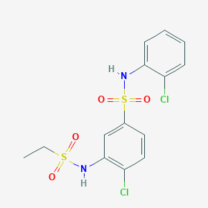 molecular formula C14H14Cl2N2O4S2 B7636578 4-chloro-N-(2-chlorophenyl)-3-(ethylsulfonylamino)benzenesulfonamide 