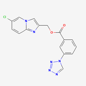 molecular formula C16H11ClN6O2 B7636584 (6-Chloroimidazo[1,2-a]pyridin-2-yl)methyl 3-(tetrazol-1-yl)benzoate 