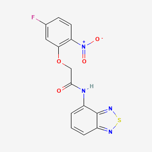 molecular formula C14H9FN4O4S B7636585 N-(2,1,3-benzothiadiazol-4-yl)-2-(5-fluoro-2-nitrophenoxy)acetamide 
