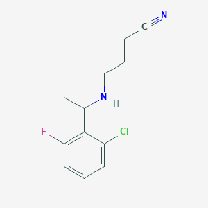 molecular formula C12H14ClFN2 B7636586 4-[1-(2-Chloro-6-fluorophenyl)ethylamino]butanenitrile 