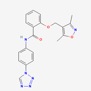 molecular formula C20H18N6O3 B7636600 2-[(3,5-dimethyl-1,2-oxazol-4-yl)methoxy]-N-[4-(tetrazol-1-yl)phenyl]benzamide 