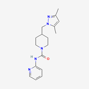 molecular formula C17H23N5O B7636612 4-[(3,5-dimethylpyrazol-1-yl)methyl]-N-pyridin-2-ylpiperidine-1-carboxamide 