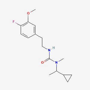 molecular formula C16H23FN2O2 B7636638 1-(1-Cyclopropylethyl)-3-[2-(4-fluoro-3-methoxyphenyl)ethyl]-1-methylurea 