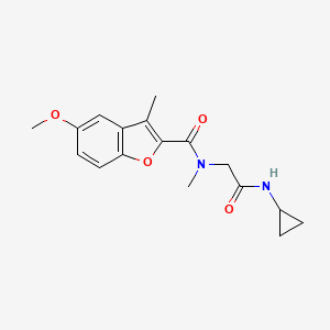 molecular formula C17H20N2O4 B7636645 N-[2-(cyclopropylamino)-2-oxoethyl]-5-methoxy-N,3-dimethyl-1-benzofuran-2-carboxamide 