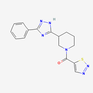 molecular formula C16H16N6OS B7636667 [3-(3-phenyl-1H-1,2,4-triazol-5-yl)piperidin-1-yl]-(thiadiazol-5-yl)methanone 