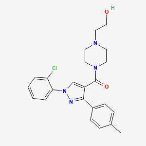 molecular formula C23H25ClN4O2 B7636671 [1-(2-Chlorophenyl)-3-(4-methylphenyl)pyrazol-4-yl]-[4-(2-hydroxyethyl)piperazin-1-yl]methanone 
