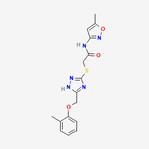 molecular formula C16H17N5O3S B7636699 N-(5-methyl-1,2-oxazol-3-yl)-2-[[5-[(2-methylphenoxy)methyl]-1H-1,2,4-triazol-3-yl]sulfanyl]acetamide 