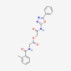 molecular formula C20H18N4O5 B7636706 [2-Oxo-2-[(5-phenyl-1,3,4-oxadiazol-2-yl)amino]ethyl] 2-[(2-methylbenzoyl)amino]acetate 