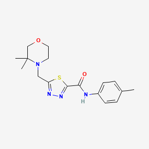 molecular formula C17H22N4O2S B7636741 5-[(3,3-dimethylmorpholin-4-yl)methyl]-N-(4-methylphenyl)-1,3,4-thiadiazole-2-carboxamide 