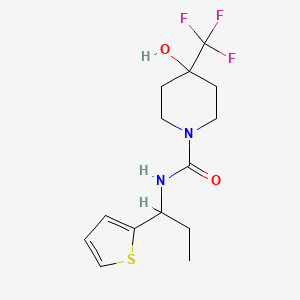 molecular formula C14H19F3N2O2S B7636771 4-hydroxy-N-(1-thiophen-2-ylpropyl)-4-(trifluoromethyl)piperidine-1-carboxamide 