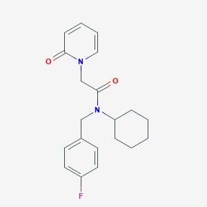 molecular formula C20H23FN2O2 B7636797 N-cyclohexyl-N-[(4-fluorophenyl)methyl]-2-(2-oxopyridin-1-yl)acetamide 