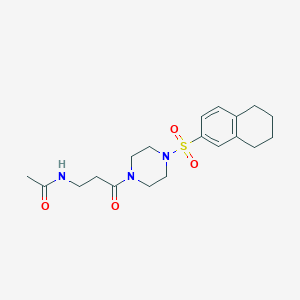 molecular formula C19H27N3O4S B7636851 N-[3-oxo-3-[4-(5,6,7,8-tetrahydronaphthalen-2-ylsulfonyl)piperazin-1-yl]propyl]acetamide 