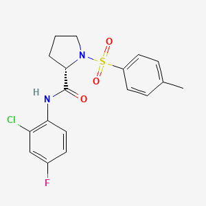molecular formula C18H18ClFN2O3S B7636879 (2S)-N-(2-chloro-4-fluorophenyl)-1-(4-methylphenyl)sulfonylpyrrolidine-2-carboxamide 