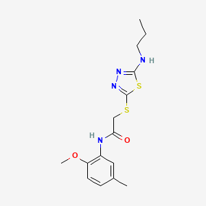 molecular formula C15H20N4O2S2 B7636981 N-(2-methoxy-5-methylphenyl)-2-[[5-(propylamino)-1,3,4-thiadiazol-2-yl]sulfanyl]acetamide 