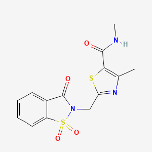 N,4-dimethyl-2-[(1,1,3-trioxo-1,2-benzothiazol-2-yl)methyl]-1,3-thiazole-5-carboxamide