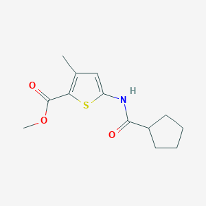 molecular formula C13H17NO3S B7637017 Methyl 5-cyclopentaneamido-3-methylthiophene-2-carboxylate 