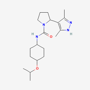 molecular formula C19H32N4O2 B7637082 2-(3,5-dimethyl-1H-pyrazol-4-yl)-N-(4-propan-2-yloxycyclohexyl)pyrrolidine-1-carboxamide 