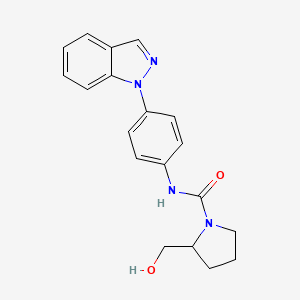 molecular formula C19H20N4O2 B7637093 2-(hydroxymethyl)-N-(4-indazol-1-ylphenyl)pyrrolidine-1-carboxamide 