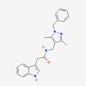 molecular formula C23H24N4O B7637113 N-[(1-benzyl-3,5-dimethylpyrazol-4-yl)methyl]-2-(1H-indol-3-yl)acetamide 