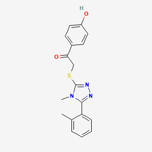 molecular formula C18H17N3O2S B7637114 1-(4-Hydroxyphenyl)-2-[[4-methyl-5-(2-methylphenyl)-1,2,4-triazol-3-yl]sulfanyl]ethanone 