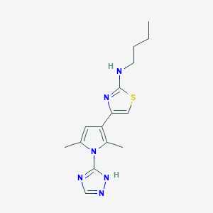 molecular formula C15H20N6S B7637186 N-butyl-4-[2,5-dimethyl-1-(1H-1,2,4-triazol-5-yl)pyrrol-3-yl]-1,3-thiazol-2-amine 