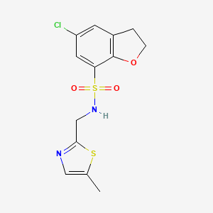 molecular formula C13H13ClN2O3S2 B7637209 5-chloro-N-[(5-methyl-1,3-thiazol-2-yl)methyl]-2,3-dihydro-1-benzofuran-7-sulfonamide 