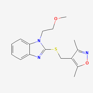 molecular formula C16H19N3O2S B7637210 4-[[1-(2-Methoxyethyl)benzimidazol-2-yl]sulfanylmethyl]-3,5-dimethyl-1,2-oxazole 