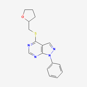 molecular formula C16H16N4OS B7637228 4-(Oxolan-2-ylmethylsulfanyl)-1-phenylpyrazolo[3,4-d]pyrimidine 