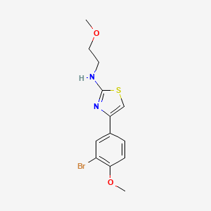 molecular formula C13H15BrN2O2S B7637252 4-(3-bromo-4-methoxyphenyl)-N-(2-methoxyethyl)-1,3-thiazol-2-amine 