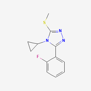 molecular formula C12H12FN3S B7637261 4-Cyclopropyl-3-(2-fluorophenyl)-5-methylsulfanyl-1,2,4-triazole 