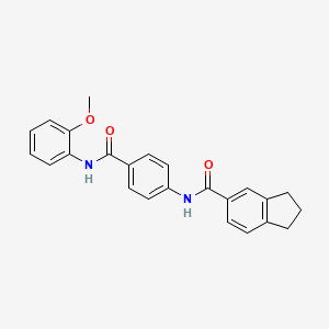 molecular formula C24H22N2O3 B7637372 N-[4-[(2-methoxyphenyl)carbamoyl]phenyl]-2,3-dihydro-1H-indene-5-carboxamide 