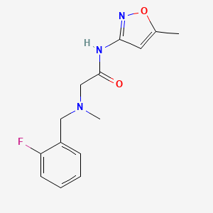 molecular formula C14H16FN3O2 B7637429 2-[(2-fluorophenyl)methyl-methylamino]-N-(5-methyl-1,2-oxazol-3-yl)acetamide 