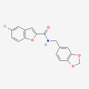N-(1,3-benzodioxol-5-ylmethyl)-5-chloro-1-benzofuran-2-carboxamide