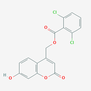 molecular formula C17H10Cl2O5 B7637503 (7-Hydroxy-2-oxochromen-4-yl)methyl 2,6-dichlorobenzoate 