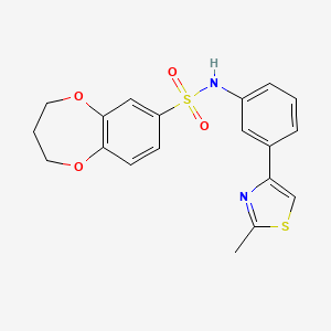 molecular formula C19H18N2O4S2 B7637514 N-[3-(2-methyl-1,3-thiazol-4-yl)phenyl]-3,4-dihydro-2H-1,5-benzodioxepine-7-sulfonamide 