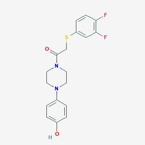 molecular formula C18H18F2N2O2S B7637523 2-(3,4-Difluorophenyl)sulfanyl-1-[4-(4-hydroxyphenyl)piperazin-1-yl]ethanone 