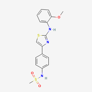 molecular formula C17H17N3O3S2 B7637525 N-[4-[2-(2-methoxyanilino)-1,3-thiazol-4-yl]phenyl]methanesulfonamide 