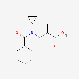 molecular formula C14H23NO3 B7637529 3-[Cyclohexanecarbonyl(cyclopropyl)amino]-2-methylpropanoic acid 